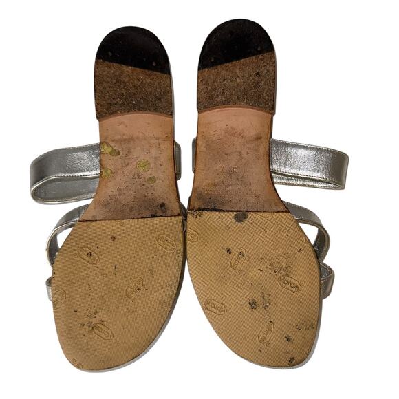 Manolo Blahnik Susa Silver Leather Flat Strappy Thong Sandal Size 37.5 - Picture 4 of 16